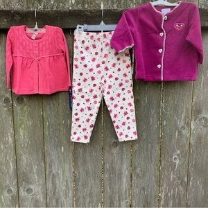 BE MINE girls bundle print pants coral cotton cardigan embroidered fleece jacket